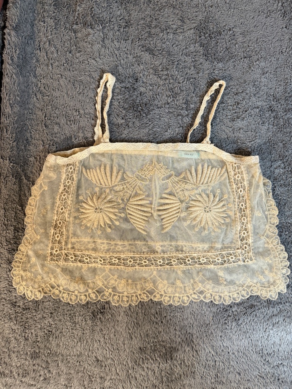 Kimchi Blue Lace Embroidered Ivory Cropped Cami Top